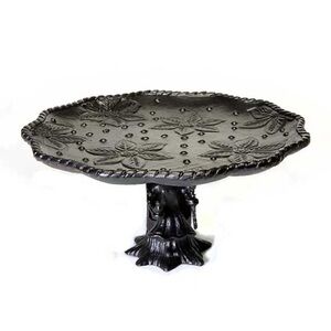 MacKenzie-Childs Black Floral Cake Stand